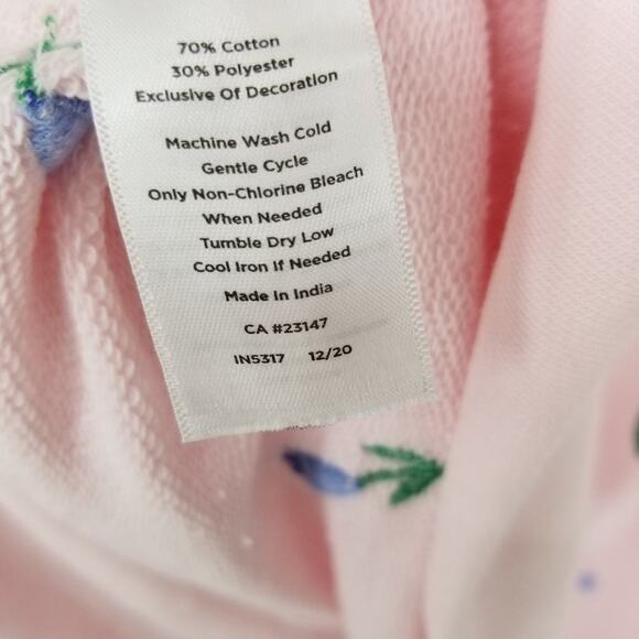 Talbots Embroidered Floral Sweatshirt XS Pullover Crew Neck Light Pink Coquette - Picture 10 of 10